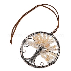 Подвесные украшения из латуни и натурального желтого кварца HJEW-Z007-05R-08