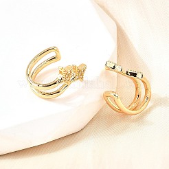 Латунные серьги-манжеты из прозрачного кубического циркония&nbsp;EJEW-F370-04G