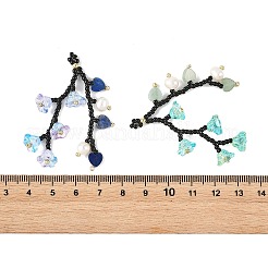 ガラスシードビーズと天然宝石の大きなペンダント  花のチャーム  天然養殖淡水真珠とガラスビーズを使用  ミックスカラー  50~53mm  穴：3mm&nbsp;PALLOY-MZ01388