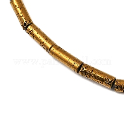 電気メッキされた天然溶岩岩ビーズ連売り  コラム  黄金メッキ  9x3mm  穴：1mm  約43個/連  15.75''（40センチメートル）&nbsp;G-K388-03A-01
