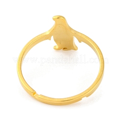 アニマル 201 ステンレススチール製調節可能な女性用リング  ゴールドカラー  ペンギン  13mm  内径：18mm&nbsp;RJEW-D082-05C