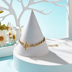 Браслет-цепочка Figaro из нержавеющей стали 304 с застежкой-тогги для женщин BJEW-JB07690