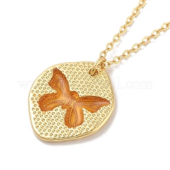 Collane con ciondolo a farfalla in catena di cavi in ottone smaltato&nbsp;NJEW-K379-01G-01