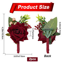 Dasilk 2pcs broche en soie fleur rose avec plastique&nbsp;AJEW-CP0001-64