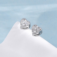 Серьги-гвоздики в форме сердца из прозрачного кубического циркония EJEW-K093-24P