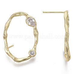 Латунные микро-паве прозрачные серьги-гвоздики из циркония KK-R130-038-NF