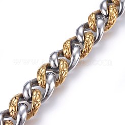 304ステンレススチールブレスレット  カニカン付き  ゴールデン·ステンレス鋼色  8-5/8インチ（22cm）  13x6mm&nbsp;BJEW-L631-18GP