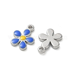 304ステンレススチールエナメルペンダント  花のチャーム  ステンレス鋼色  ミックスカラー  17x13x2.5mm  穴：1.8mm&nbsp;STAS-G387-02P-B
