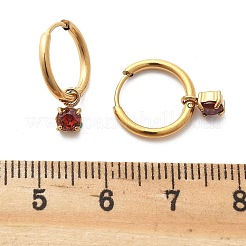 Orecchini a cerchio in acciaio inossidabile 304 con micro pavé di zirconi cubici placcati ioni (ip)&nbsp;STAS-R004-02G-01