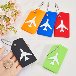 5шт. 5-х цветная прямоугольная силиконовая багажная бирка с рисунком самолета DIY-SP0002-77A