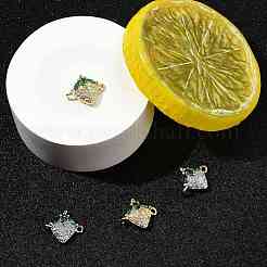 4 Stück 2 Farben Messing Pavé Zirkonia Obst Verbinder Charms&nbsp;KK-FS0001-73A