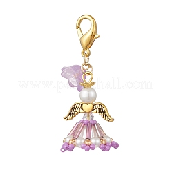 Decorazioni pendenti a forma di angelo con perline di vetro fatte a mano&nbsp;HJEW-MZ00381-02