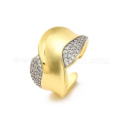 Регулируемые манжеты-кольца из латуни с микропаве из кубического циркония для женщин&nbsp;RJEW-U053-08G