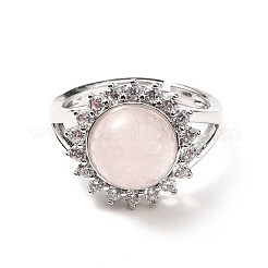 Verstellbare Ringe aus natürlichem Rosenquarz&nbsp;RJEW-P043-02P-24