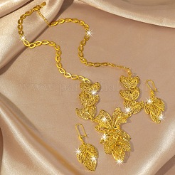 Комплекты из латунных ожерелий и серег-колец с полыми листьями для женщин FS-WGD13A8-01