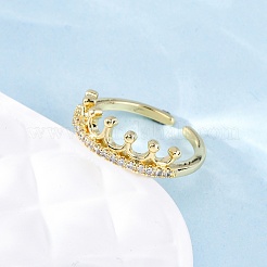 Латунные кольца из манжеты с прозрачным цирконием RJEW-M066-02G