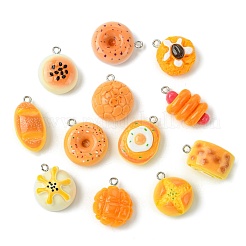 24本12スタイルレジンペンダント  プラチナメッキの鉄製アイループ付き  食品モデル 混合形状  ミックスカラー  22~27.5x13.5~20x8.5~14mm  穴：2mm  2個/スタイル&nbsp;RESI-CJ0003-99