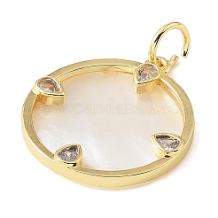 Colgantes de latón con microengaste de circonitas cúbicas transparentes y concha blanca natural.&nbsp;CU-CBA6938-12G-01
