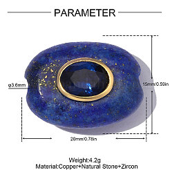 Messingperlen mit Mikropavé-Fassung aus Zirkonia und Lapislazuli&nbsp;GG-OY001-06G-05