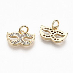 Латунные микропаве прозрачные кубические циркониевые подвески X-RJEW-T063-32G-NF