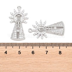 Pendentifs religieux en laiton sertis de micro-pavés de zircone cubique transparente&nbsp;KK-H287-03B-P