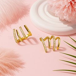 2 пара двухцветных латунных серег-клипс с покрытием в форме когтя&nbsp;EJEW-GO0001-08