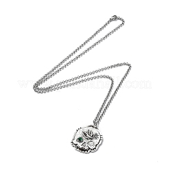 Halsketten mit Totenkopf-Strassanhänger und Rolo-Ketten&nbsp;LS-NJEW-F309-03