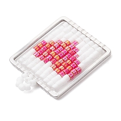 Квадратный стеклянный бисер ручной работы с подвесками в форме сердца&nbsp;PALLOY-MZ00928-02