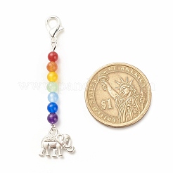 Décorations de pendentif perlé de jade de malaisie naturel et teint sur le thème du chakra&nbsp;HJEW-JM00642