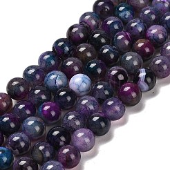 天然石瑪瑙ビーズ連売り  ラウンド  染め＆加熱  ミックスカラー  10~10.5mm  穴：1.4mm  約38個/連  15.08~15.20''（38.3~38.6センチメートル）&nbsp;G-B079-A04-03