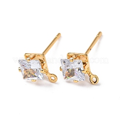 Латунные серьги-гвоздики из циркония KK-F898-14B-G