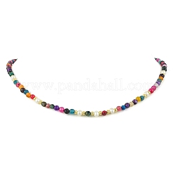 Collares de cuentas de ágata natural redonda facetada (teñida y tratada térmicamente)&nbsp;NJEW-JN06617