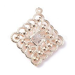 メッキ鉄ガラスペンダントラック  ライトゴールドトーンの菱形チャーム  ライトゴールド  39.5x35x7.5mm  穴：1.2mm&nbsp;IFIN-L039-05KCG