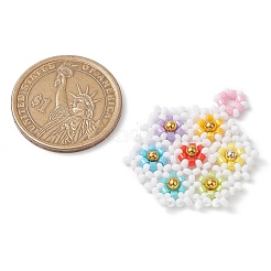 ビーズの花のチャーム  ガラスシードビーズペンダント  カラフル  37x28.5x3.5mm  穴：2.5mm&nbsp;PALLOY-MZ00447