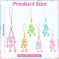 5 pendentif décoratif en perle de verre transparente bicolore&nbsp;HJEW-YW00462