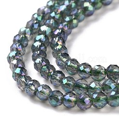 Chapelets de perles en verre transparent électrolytique&nbsp;GLAA-H021-01B-FR01