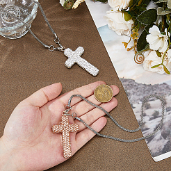 2 шт. 2-цветный железный крест-подвесной кулон со стразами&nbsp;IFIN-FH0001-95