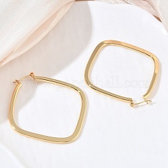 女性のための真鍮のフープピアス  菱形  18KGP本金メッキ  50x47.5x2mm&nbsp;KK-CBA4112-04G