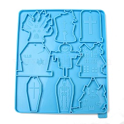 Stampi in silicone con ciondolo fai da te per casa stregata/bara/lapide a tema Halloween&nbsp;DIY-F142-06