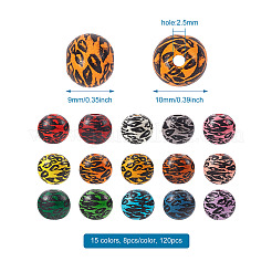 120шт 15 цвета окрашенные бусины из натурального дерева WOOD-TA0001-66