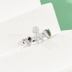 Регулируемые манжеты-кольца из латуни с микропаве из кубического циркония для женщин RJEW-C129-11P