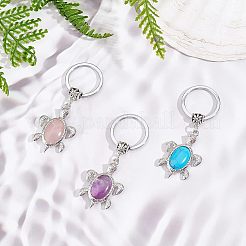 3шт брелок из 3-х натуральных и синтетических камней KEYC-OC0001-22