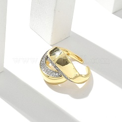 Кольца-манжеты для пальцев с микропаве из прозрачных кубических цирконий из латуни для женщин&nbsp;RJEW-B112-12GP