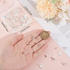 50 шт. плоские круглые серьги-гвоздики из нержавеющей стали 304 STAS-BBC0005-84B