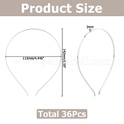 36個の鉄のヘアバンドのパーツ  プラチナ  142x113x3mm&nbsp;OHAR-OC0001-11