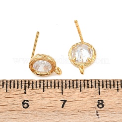 Латунные микро-паве прозрачные серьги-гвоздики из циркония KK-Z133-01G-01