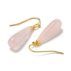 Orecchino pendente con quarzo rosa naturale con placcatura ionica (ip).&nbsp;EJEW-C084-01G-03