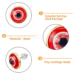 7 paire de boucles d'oreilles à tige en résine 7 couleurs pour femmes&nbsp;EJEW-FI0001-71