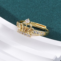 Anillos de latón con micro pavé de circonita cúbica transparente para mujer&nbsp;RJEW-U047-37A-G