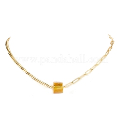 Colliers à pendentif à prisme hexagonal en quartz naturel galvanisé&nbsp;NJEW-JN04996-05